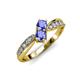 1 - Nicia Tanzanite with Side Diamonds Bypass Ring 