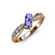 1 - Nicia Tanzanite with Side Diamonds Bypass Ring 