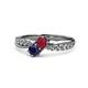4 - Nicia Ruby and Blue Sapphire with Side Diamonds Bypass Ring 