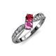1 - Nicia Ruby and Pink Sapphire with Side Diamonds Bypass Ring 
