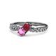 4 - Nicia Ruby and Pink Sapphire with Side Diamonds Bypass Ring 