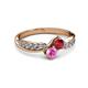 3 - Nicia Ruby and Pink Sapphire with Side Diamonds Bypass Ring 