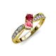 1 - Nicia Ruby and Pink Tourmaline with Side Diamonds Bypass Ring 