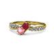 4 - Nicia Ruby and Pink Tourmaline with Side Diamonds Bypass Ring 