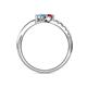 6 - Nicia Ruby and Blue Topaz with Side Diamonds Bypass Ring 