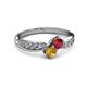 3 - Nicia Ruby and Citrine with Side Diamonds Bypass Ring 