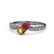 4 - Nicia Ruby and Citrine with Side Diamonds Bypass Ring 