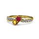 4 - Nicia Ruby and Citrine with Side Diamonds Bypass Ring 