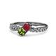 4 - Nicia Ruby and Peridot with Side Diamonds Bypass Ring 