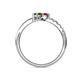 6 - Nicia Ruby and Peridot with Side Diamonds Bypass Ring 