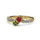 4 - Nicia Ruby and Peridot with Side Diamonds Bypass Ring 