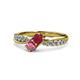 4 - Nicia Ruby and Rhodolite Garnet with Side Diamonds Bypass Ring 