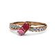 4 - Nicia Ruby and Rhodolite Garnet with Side Diamonds Bypass Ring 