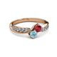 3 - Nicia Ruby and Aquamarine with Side Diamonds Bypass Ring 