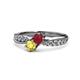 4 - Nicia Ruby and Yellow Sapphire with Side Diamonds Bypass Ring 