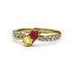 4 - Nicia Ruby and Yellow Sapphire with Side Diamonds Bypass Ring 