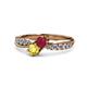 4 - Nicia Ruby and Yellow Sapphire with Side Diamonds Bypass Ring 