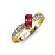 1 - Nicia Ruby with Side Diamonds Bypass Ring 