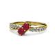 4 - Nicia Ruby with Side Diamonds Bypass Ring 