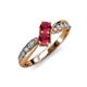 1 - Nicia Ruby with Side Diamonds Bypass Ring 