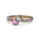 4 - Nicia Aquamarine and Pink Sapphire with Side Diamonds Bypass Ring 