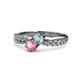 4 - Nicia Aquamarine and Pink Tourmaline with Side Diamonds Bypass Ring 