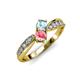 1 - Nicia Aquamarine and Pink Tourmaline with Side Diamonds Bypass Ring 