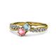 4 - Nicia Aquamarine and Pink Tourmaline with Side Diamonds Bypass Ring 
