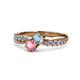 4 - Nicia Aquamarine and Pink Tourmaline with Side Diamonds Bypass Ring 