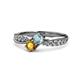 4 - Nicia Aquamarine and Citrine with Side Diamonds Bypass Ring 