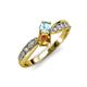 1 - Nicia Aquamarine and Citrine with Side Diamonds Bypass Ring 