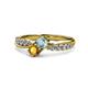 4 - Nicia Aquamarine and Citrine with Side Diamonds Bypass Ring 