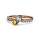 4 - Nicia Aquamarine and Citrine with Side Diamonds Bypass Ring 