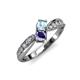 1 - Nicia Aquamarine and Iolite with Side Diamonds Bypass Ring 