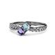 4 - Nicia Aquamarine and Iolite with Side Diamonds Bypass Ring 
