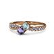 4 - Nicia Aquamarine and Iolite with Side Diamonds Bypass Ring 