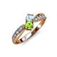 1 - Nicia Aquamarine and Peridot with Side Diamonds Bypass Ring 