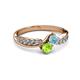 3 - Nicia Aquamarine and Peridot with Side Diamonds Bypass Ring 