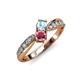 1 - Nicia Aquamarine and Rhodolite Garnet with Side Diamonds Bypass Ring 
