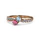 4 - Nicia Aquamarine and Rhodolite Garnet with Side Diamonds Bypass Ring 