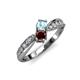 1 - Nicia Aquamarine and Red Garnet with Side Diamonds Bypass Ring 