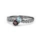 4 - Nicia Aquamarine and Red Garnet with Side Diamonds Bypass Ring 