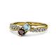 4 - Nicia Aquamarine and Red Garnet with Side Diamonds Bypass Ring 