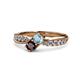 4 - Nicia Aquamarine and Red Garnet with Side Diamonds Bypass Ring 
