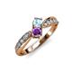 1 - Nicia Aquamarine and Amethyst with Side Diamonds Bypass Ring 