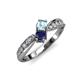 1 - Nicia Aquamarine and Blue Sapphire with Side Diamonds Bypass Ring 
