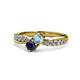4 - Nicia Aquamarine and Blue Sapphire with Side Diamonds Bypass Ring 