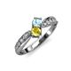 1 - Nicia Aquamarine and Yellow Sapphire with Side Diamonds Bypass Ring 