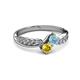 3 - Nicia Aquamarine and Yellow Sapphire with Side Diamonds Bypass Ring 