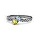 4 - Nicia Aquamarine and Yellow Sapphire with Side Diamonds Bypass Ring 